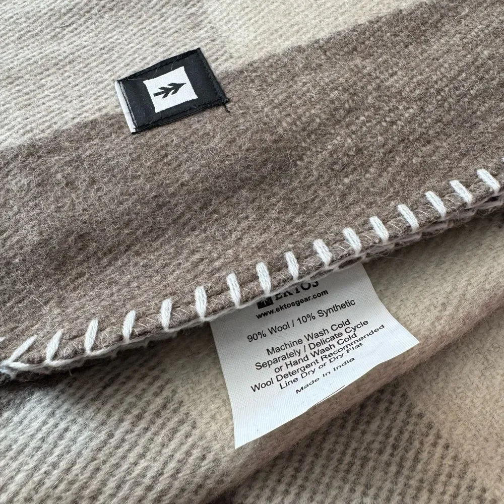 Ektos Wool Blanket Bedding Twin Brown Tan Plaid